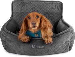 Nandog Quilted Micro-Plush Dog Car Seat Bed, Dark Gray, Small slide 1 of 5