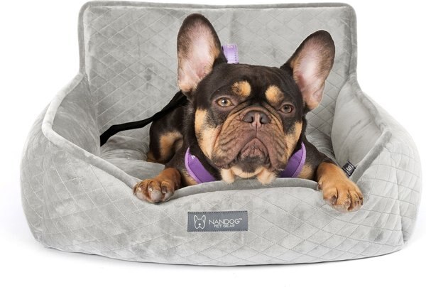 Nandog Quilted Micro-Plush Dog Car Seat Bed, Light Gray, Medium slide 1 of 3
