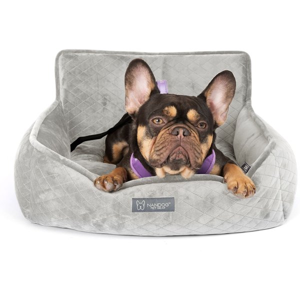 NANDOG Quilted MicroPlush Dog Car Seat Bed, Light Gray, Medium