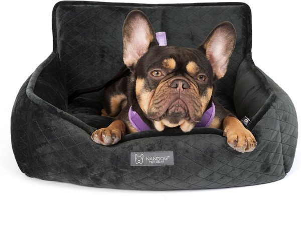 Nandog Quilted Micro-Plush Dog Car Seat Bed, Dark Gray, Medium slide 1 of 4