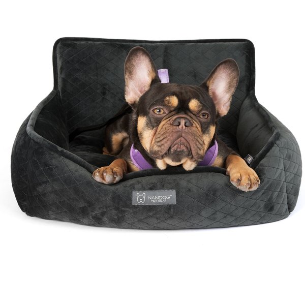 NANDOG Quilted MicroPlush Dog Car Seat Bed, Dark Gray, Medium