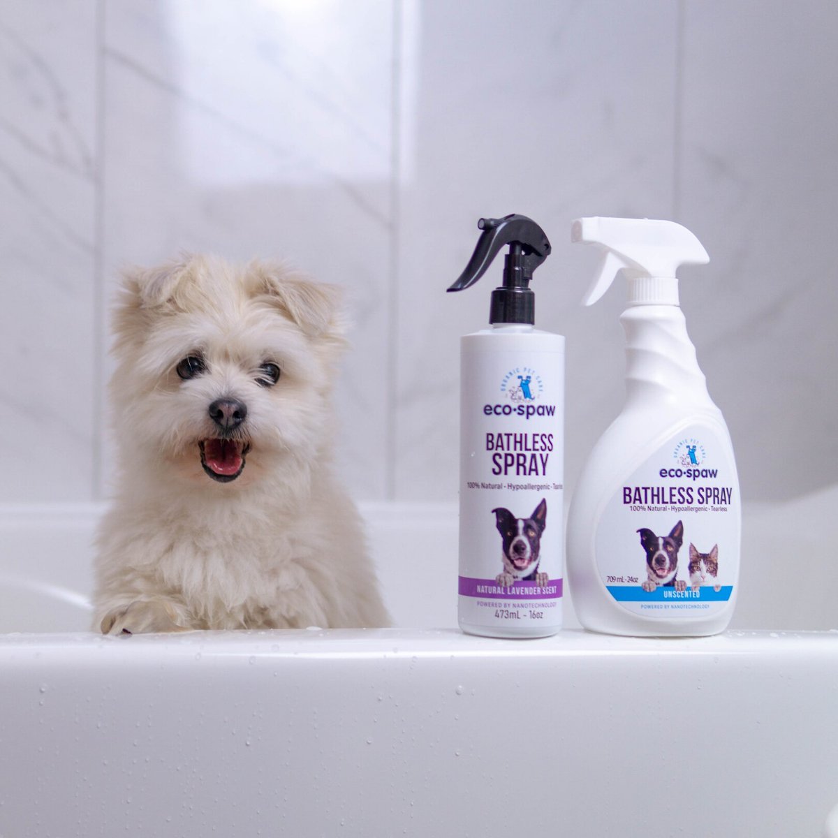 ECOSPAW Unscented Dog & Cat Bathless Spray, 8oz bottle