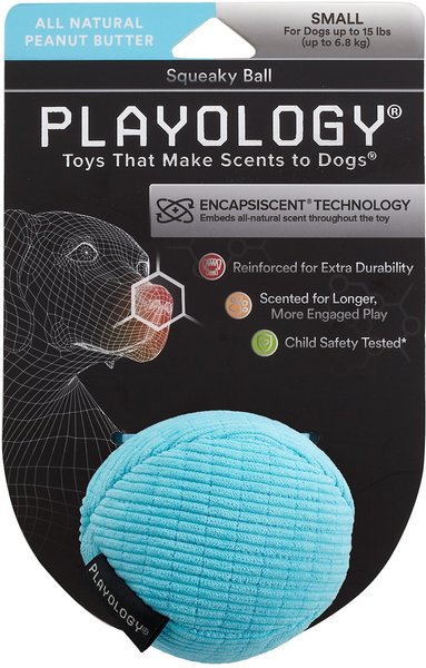 Playology All Natural Peanut Butter Scented Plush Squeaky Ball Dog Toy, Small slide 1 of 3