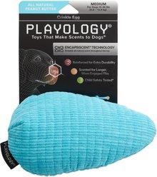 Playology All Natural Peanut Butter Scented Plush Crinkle Egg Dog Toy, Medium