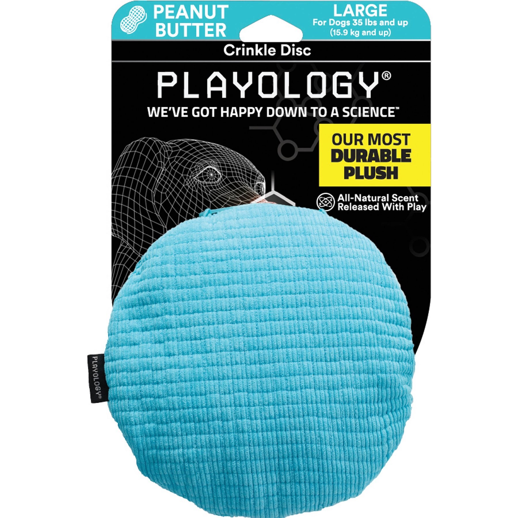 Playology All Natural Peanut Butter Scented Plush Crinkle Egg Dog Toy