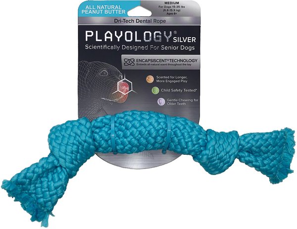 Playology Dri-Tech Dental Rope Peanut Butter Scented Dog Toy - Large