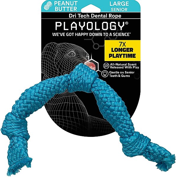 Playology All Natural Peanut Butter Scented Dri-Tech Dental Rope Dog Toy, Large slide 1 of 3
