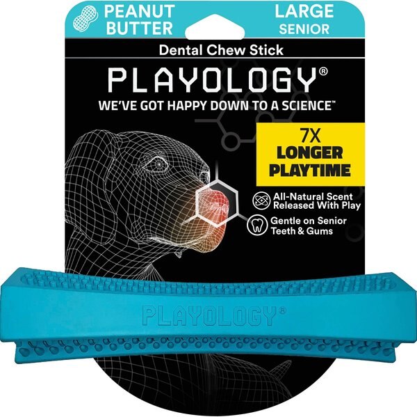 Playology Peanut Butter Scented Dental Chew Stick Dog Toy