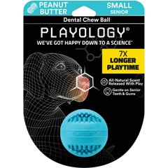 Playology All Natural Peanut Butter Scented Dental Chew Ball Dog Toy, Small