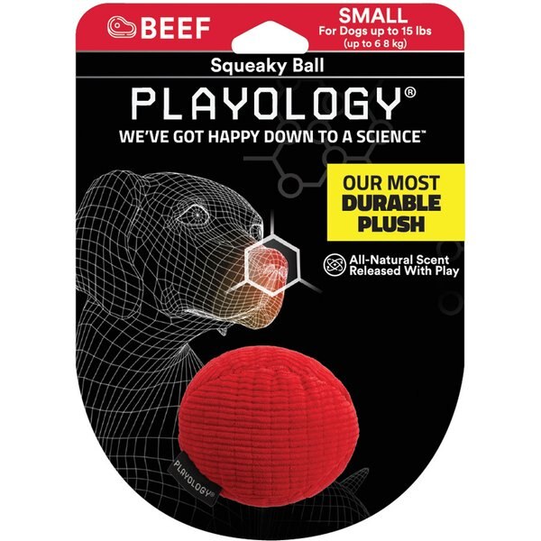 Playology Beef Scented Squeaky Ball Plush Dog Toy