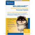 Milbehart Flavored Tablets for Dogs, 2-10 lbs, (Yellow Box), 6 Flavored Tablets (6-mos. supply)