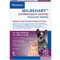 Milbehart Flavored Tablets for Dogs, 26-50 lbs, & Cats, 6.1-12 lbs, 6 Flavored Tablets (6-mos. supply)