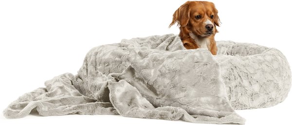 Best Friends by Sheri The Original Calming Donut Cat & Dog Bed & Throw Blanket, Gray, Medium slide 1 of 3