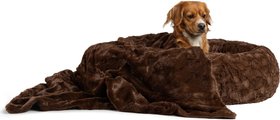 Best Friends by Sheri The Original Calming Donut Cat & Dog Bed & Throw Blanket, Dark Brown, Medium