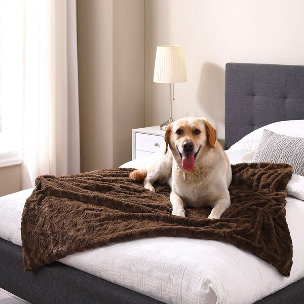 Best Friends by Sheri Calming Lux Fur Cat & Dog Blanket, Dark Brown slide 1 of 6