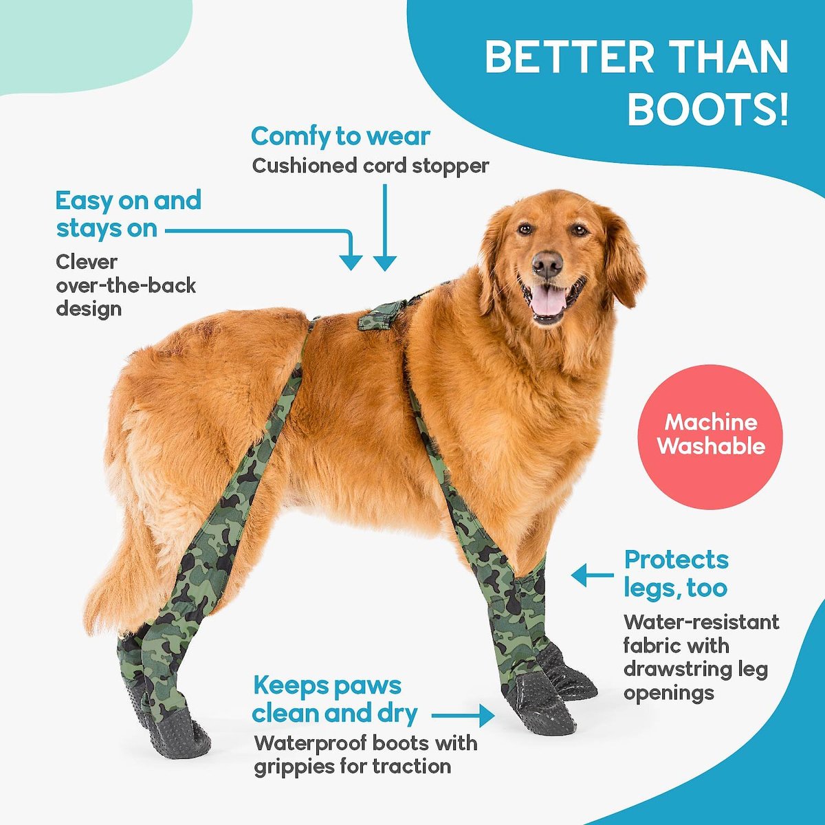 WALKEE PAWS Dog Boot Leggings, Camo, Large 
