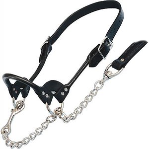 Sullivan Supply Classic Leather Rolled Nose Show Farm Animal Halter, Black, 175-300-lbs
