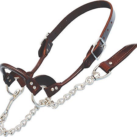Sullivan Supply Classic Leather Rolled Nose Show Farm Animal Halter, Brown, 1,500-1,850-lbs slide 1 of 2