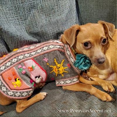 Show full view: Peruvian Accent Dog Sweater, Gray & Pink, 2 slide 5 of 9