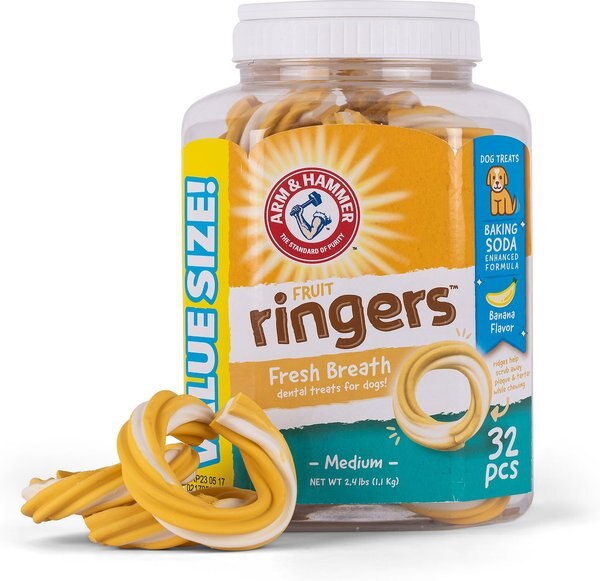 Discontinued ARM & HAMMER Fruit Ringers Fresh Breath Medium Banana Flavor Dog Dental Chews, 32