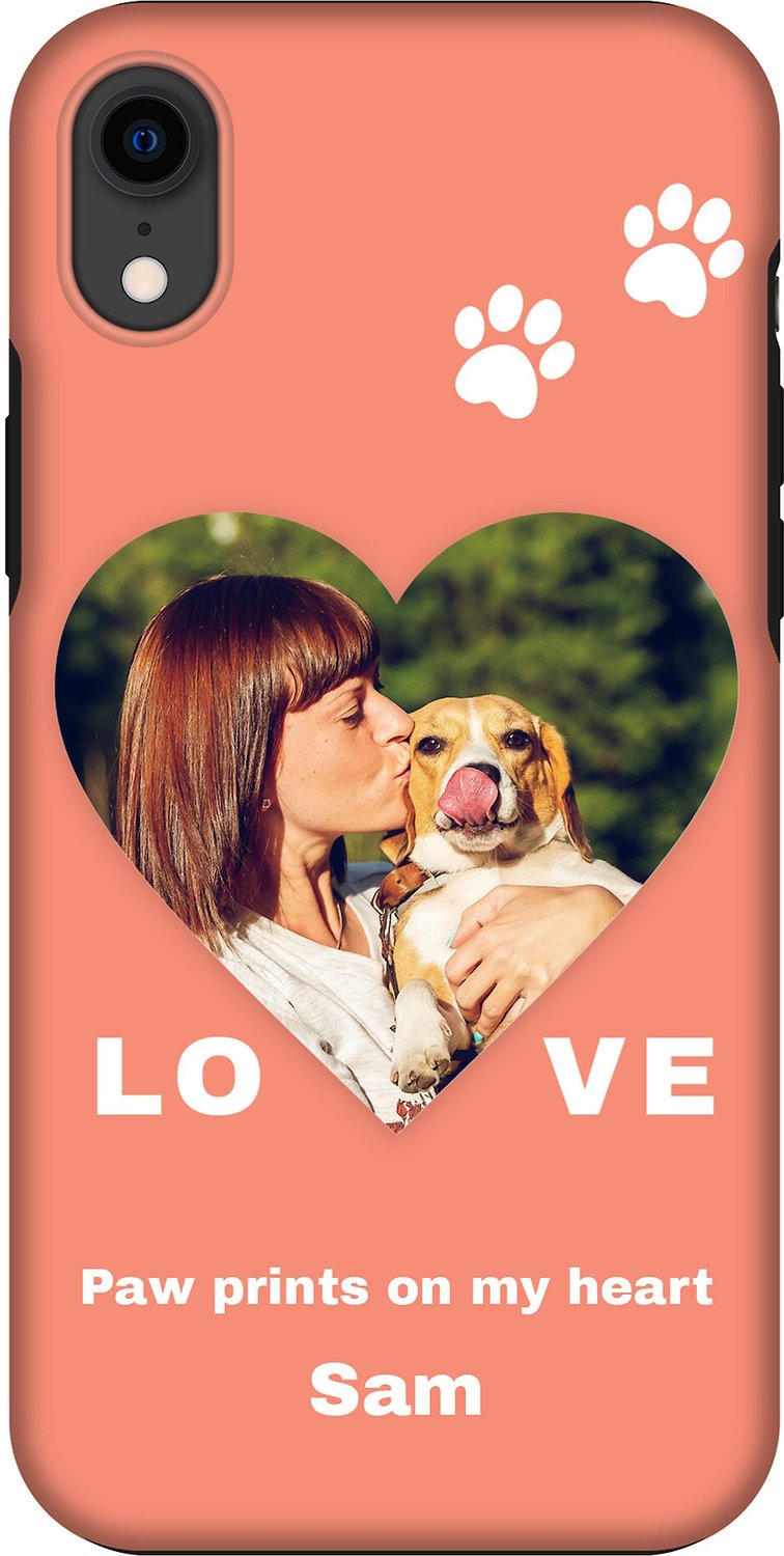 CASEABLE Customizable Apple iPhone XR Phone Case, Premium, Paw Love
