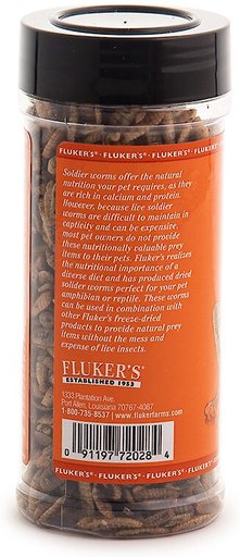 Fluker's Dried Soldierworms Reptile Food, 2.2-oz bag
