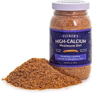 Fluker's Hi Calcium Mealworm Diet Reptile Food, 6-oz bag
