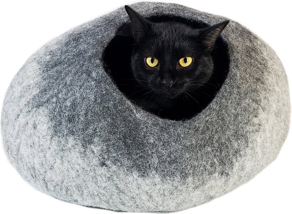 Walking Palm Felted Wool Cat Cave Bed, Gray Ombre slide 1 of 5