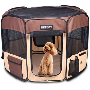 Jespet Soft-Sided Dog & Cat Playpen, Brown, 36-in