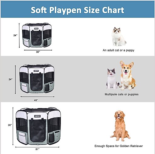 Jespet Soft-Sided Dog & Cat Playpen, Shale Green, 36-in