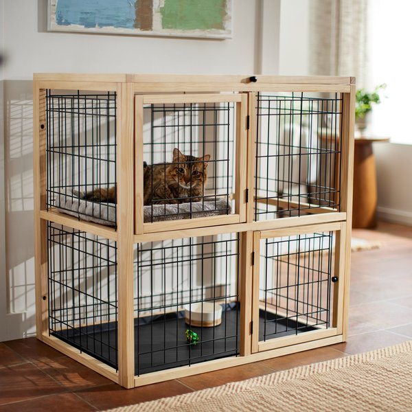 Frisco Collapsible Wood & Wire Cat Cage Playpen, 2-Levels slide 1 of 7