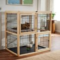 Frisco Collapsible Wood & Wire Cat Cage Playpen, 2-Levels