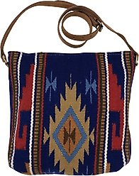 Huntley Equestrian Blue Navajo Southwestern Aztec Print Shoulder Handbag, Blue