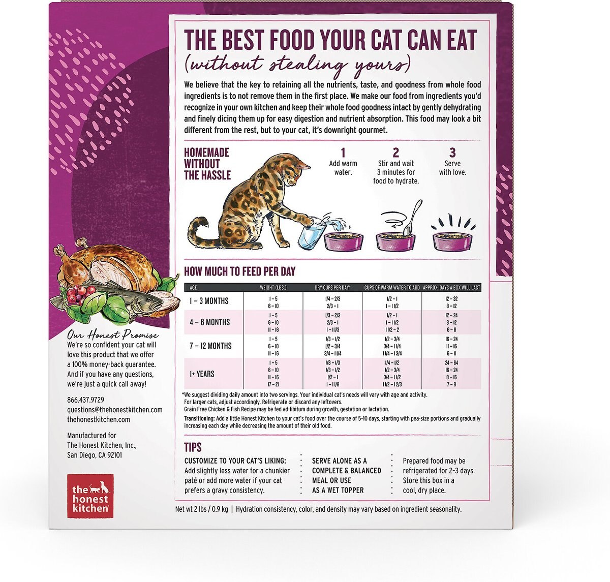 THE HONEST KITCHEN Dehydrated Chicken & Fish GrainFree Cat Food, 2lb