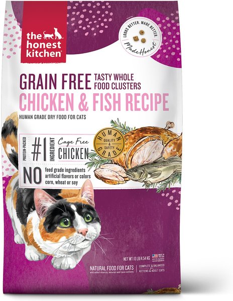 The Honest Kitchen Whole Food Clusters Grain-Free Chicken & Fish Dry Cat Food, 10-lb slide 1 of 7