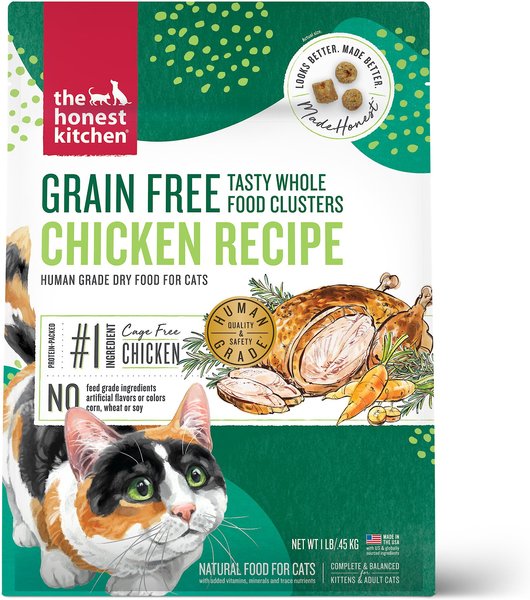 The Honest Kitchen Whole Food Clusters Grain-Free Chicken Dry Cat Food, 1-lb slide 1 of 7