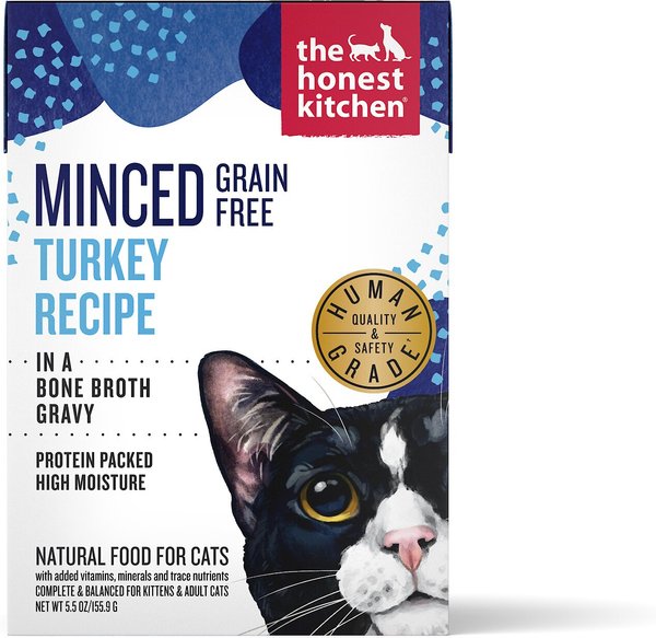 The Honest Kitchen Grain-Free Minced Turkey in Bone Broth Gravy Wet Cat Food, 5.5-oz, case of 12 slide 1 of 7