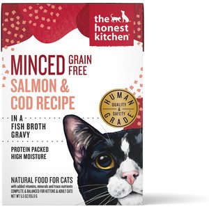 The Honest Kitchen Grain-Free Minced Salmon & Cod in Fish Broth Gravy Wet Cat Food, 5.5-oz, case of 12