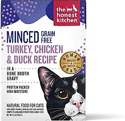 The Honest Kitchen Grain-Free Minced Turkey, Chicken & Duck in Bone Broth Gravy Wet Cat Food, 5.5-oz, case of 12
