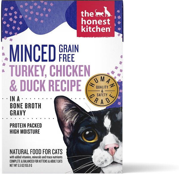 The Honest Kitchen Grain-Free Minced Turkey, Chicken & Duck in Bone Broth Gravy Wet Cat Food, 5.5-oz, case of 12 slide 1 of 7