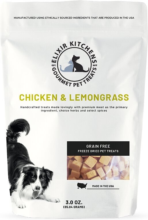 Elixir Kitchens Chicken & Lemongrass Freeze-Dried Dog & Cat Treats, 3-oz bag