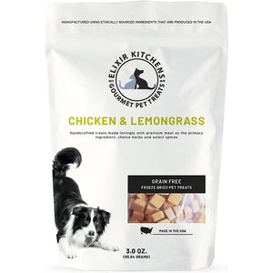 Elixir Kitchens Chicken & Lemongrass Freeze-Dried Dog & Cat Treats, 3-oz bag