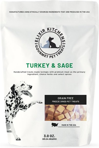 Elixir Kitchens Turkey & Sage Freeze-Dried Dog & Cat Treats, 3-oz bag slide 1 of 2
