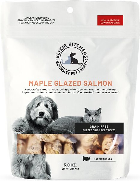 Elixir Kitchens Maple Glazed Salmon Freeze-Dried Dog & Cat Treats, 3-oz bag slide 1 of 2