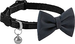 Frisco Glitter Cat Collar With Bow, Black, 8 to 12-in neck, 3/8-in wide