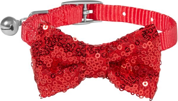 Frisco Sequin Cat Collar with Bow, Red slide 1 of 5