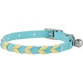 Frisco Faux Leather Cat Collar, Blue, 8 to 12-in neck, 3/8-in wide