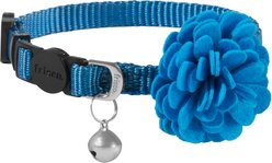Frisco Felt Flower Cat Collar, Blue, 8 to 12-in neck, 3/8-in wide