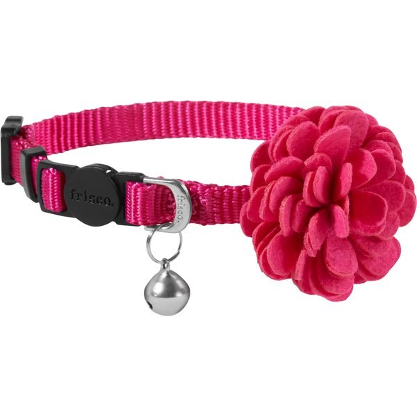 FRISCO Felt Flower Cat Collar, Red, 8 to 12in neck, 3/8in wide