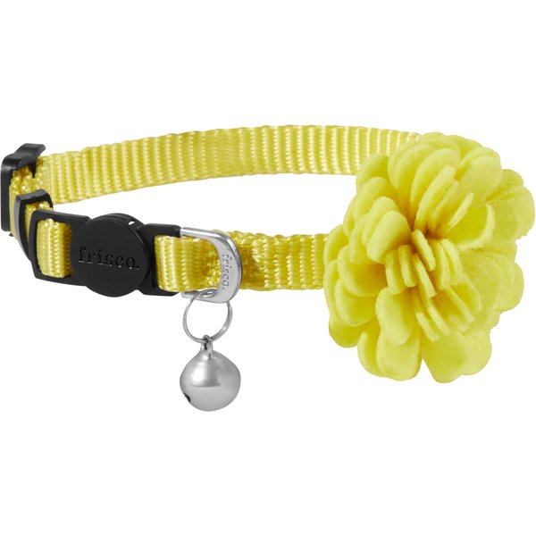 FRISCO Felt Flower Cat Collar, Yellow, 8 to 12in neck, 3/8in wide